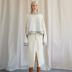 Boheme Bull Denim Skirt In Vanilla L/XL NWT